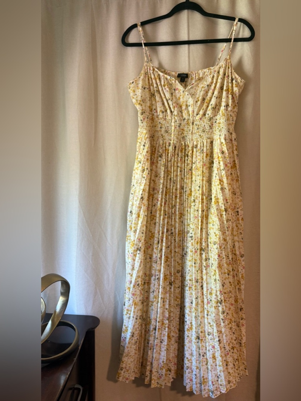 J. Crew Cream Floral Maxi Dress with Yellow and Pink Accents